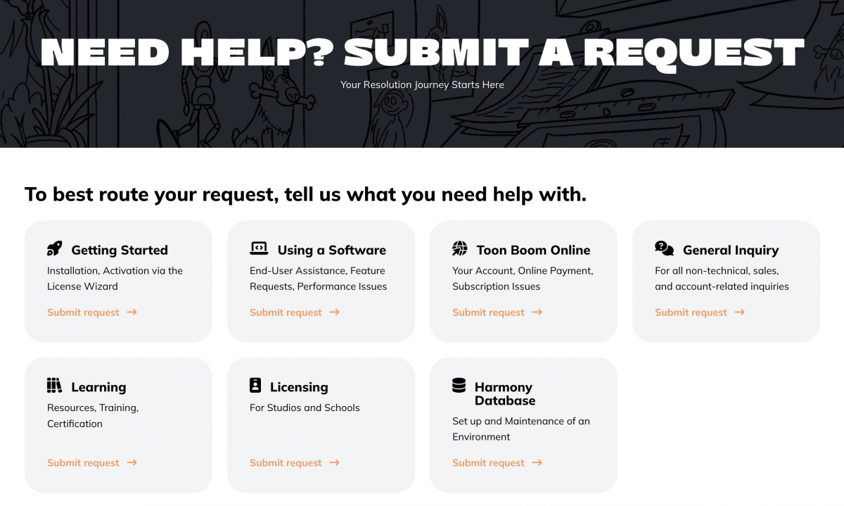 Toon Boom Support webpage