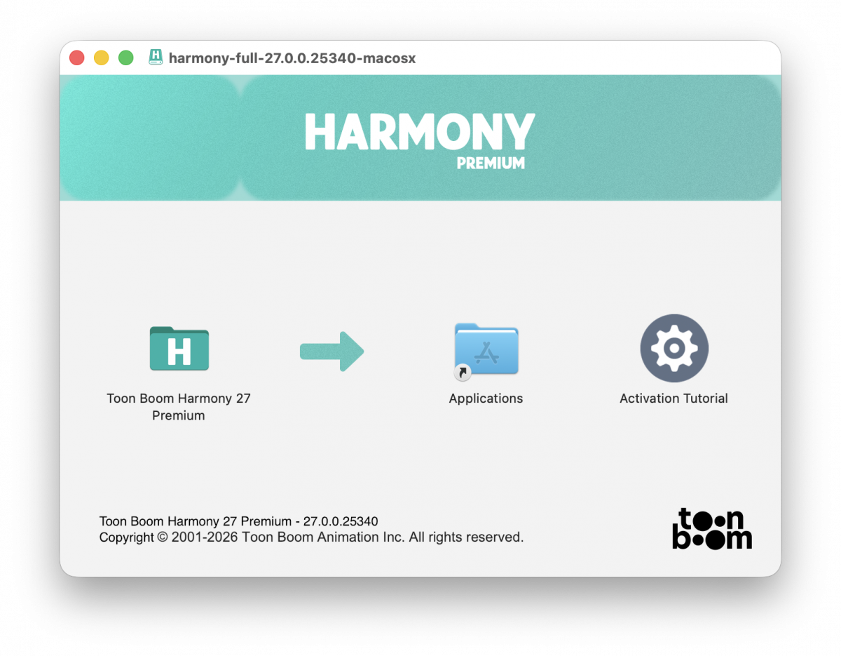 The installation window for Toon Boom Harmony 27.