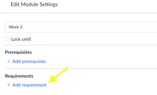 screenshot of how to add requirements in module