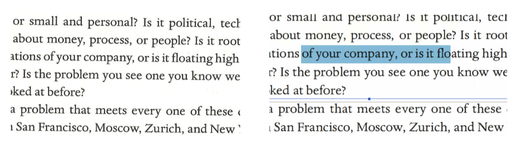 An image of an OCR PDF next to an image of a non-OCR PDF